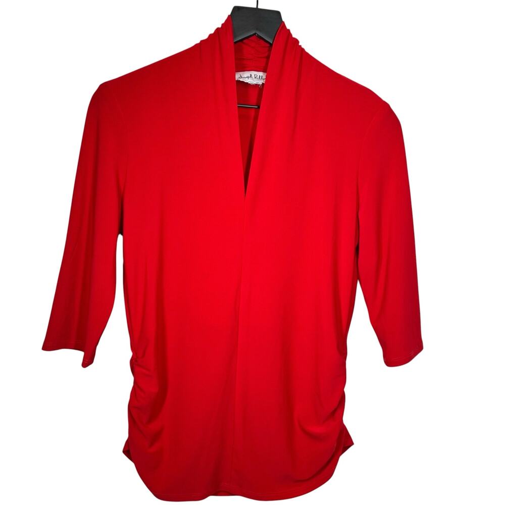 Joseph Ribkoff Top V Neck 1/2 Sleeves Pullover Blouse Red Womens